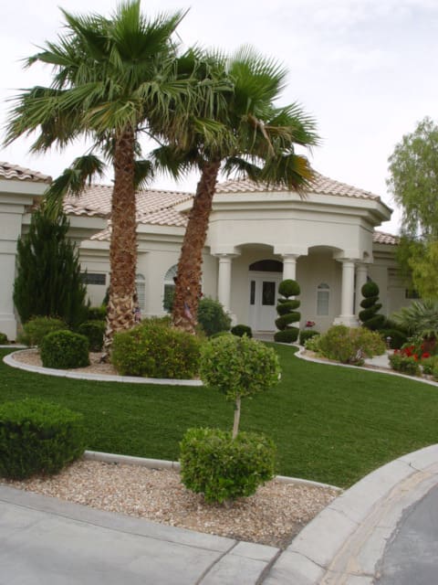 Front view of house with trees around